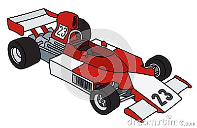 The old red and white formula one racecar Vector Illustration