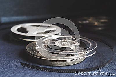 Old reels with black and white film Stock Photo
