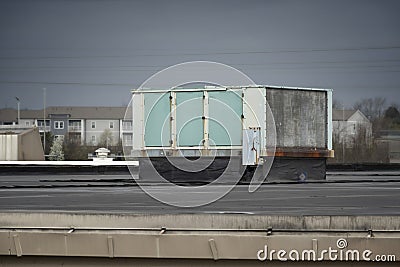 Old But Reliable Grocery Superstore Rooftop Air Conditioning Refrigeration Unit Stock Photo