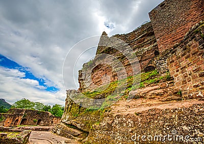 Old remainings of Chateau de Fleckenstein in eastern France Stock Photo