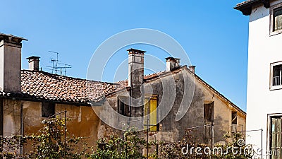 Old residential urban houses in Vicenza city Stock Photo