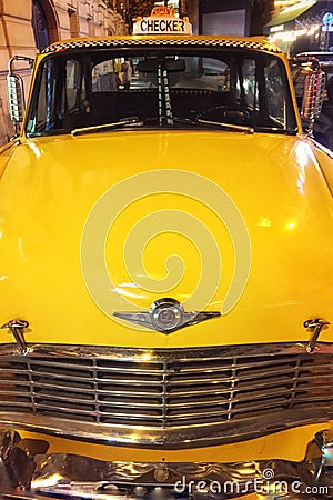 Old restored American yellow cab of New York Editorial Stock Photo