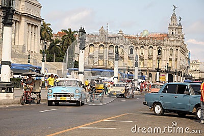 Old retro american car on street in Havana Cuba Editorial Stock Photo