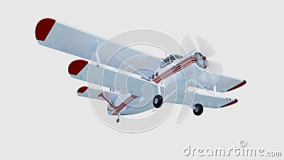 Old retro bi plane isolate on white. 3d rendering Stock Photo