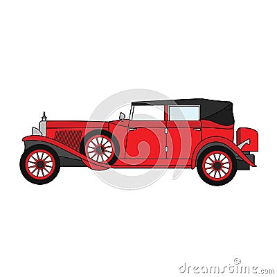 Old retro car convertible. Vector Illustration