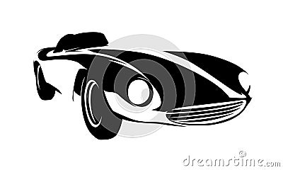 Old retro car, isolated vector silhouette. Classic automobile Vector Illustration