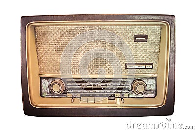 The Old retro classic radio from 1950-1960 and the years. isolated white background Stock Photo
