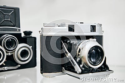 Old retro film analogue cameras collection Stock Photo
