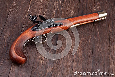 Old retro flintlock pistol Stock Photo