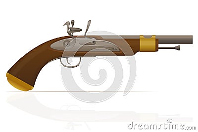 Old retro flintlock pistol vector illustration Vector Illustration