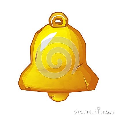 Old retro golden bell, icon on white background for game. Vector Illustration