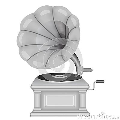 Old retro gramophone. Phonograph on a white background. Music, nostalgia symbol Vector Illustration
