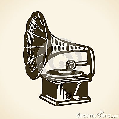 Old retro gramophone Vector Illustration