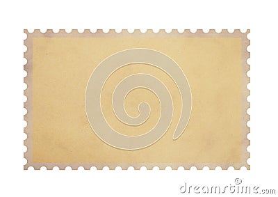 Old blank postage parchment paper stamp on white Stock Photo