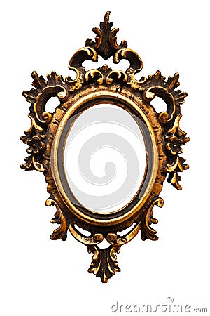 Old retro oval golden old frame (No#12) Stock Photo