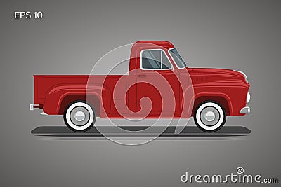 Old retro pickup truck vector illustration. Vintage transport vehicle Vector Illustration
