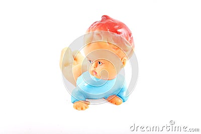 Old, retro plastic squeaky toy for a small child on a white background Stock Photo