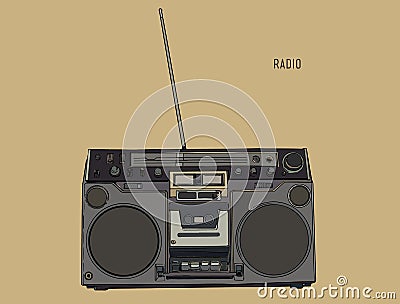 Old, retro radio waves, tuner sketch vector. Vector Illustration