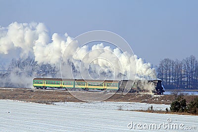 Old retro steam train Stock Photo