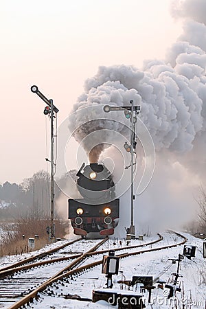 Old retro steam train Stock Photo