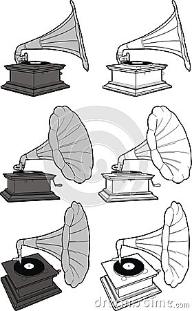 Old retro-styled gramophone Vector Illustration