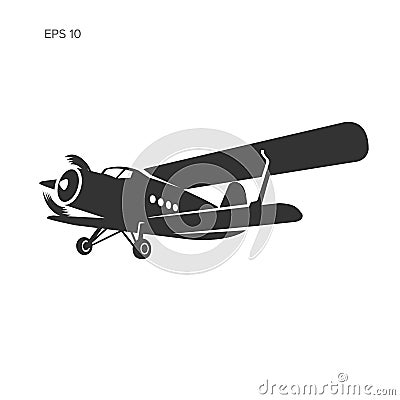 Old retro vintage piston engine biplane airliner. Vector illustration. Icon Vector Illustration