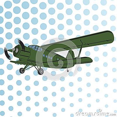 Old retro vintage piston engine biplane airliner. Vector illustration. Vector Illustration