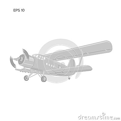 Old retro vintage piston engine biplane airliner. Vector illustration. Passenger aircraft Vector Illustration