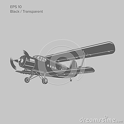 Old retro vintage piston engine biplane airliner. Vector illustration. Passenger aircraft Vector Illustration