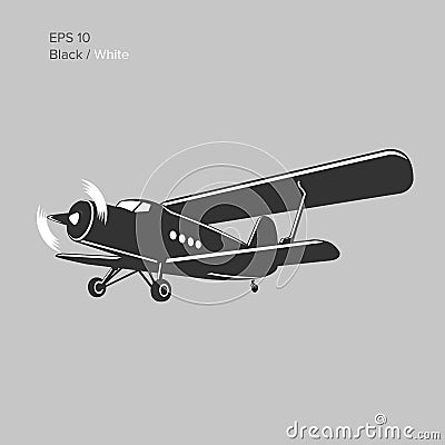 Old retro vintage piston engine biplane airliner. Vector illustration. Passenger aircraft Vector Illustration