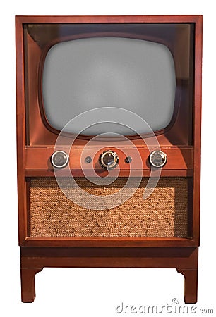 Old Retro Vintage TV Console Set, Fifties Isolated Stock Photo
