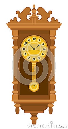 Old retro wall clock Vector Illustration