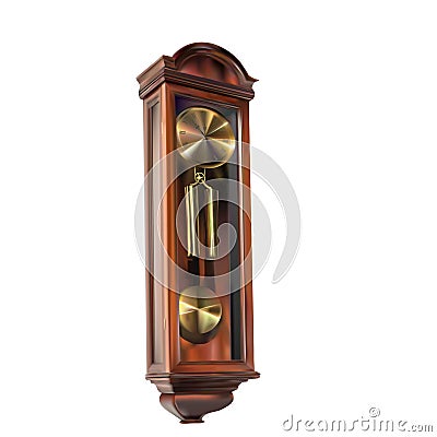 Old retro wall clock with pendulum Vector Illustration