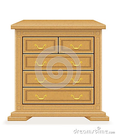 Old retro wooden furniture chest of drawers vector illustration Vector Illustration