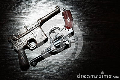 Old Revolver And Pistol Stock Photo