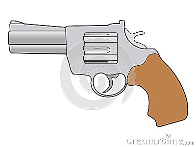 Old revolver pistol Cartoon Illustration