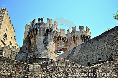 Old Rhodes castle in old town Stock Photo