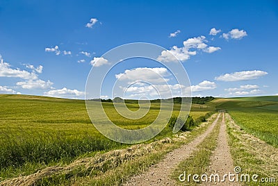 Old road in French countryside Stock Photo