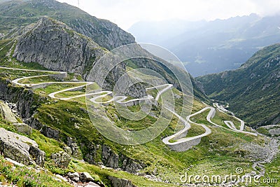 Old road on the southern side of the St. Gotthard Stock Photo