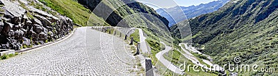 Old road which leads to St. Gotthard pass Stock Photo