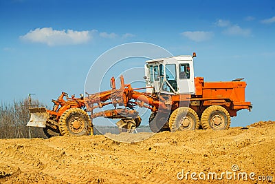 Old roadworking tractor Stock Photo