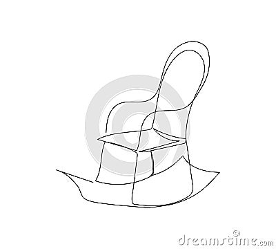 Old rocking chair one line art. Continuous line drawing of new year holidays, christmas, rest, weekend, pensioners Vector Illustration