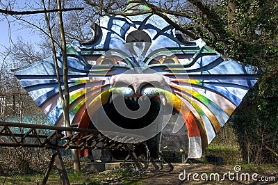 Old roller coaster in Spreepark Stock Photo