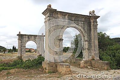 Old Roman Flavien bridge near Saint-Chamas, France Stock Photo