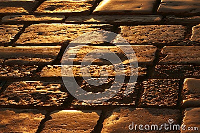 Old Roman street with cobblestones in the town of Rovinj in Croatia Stock Photo