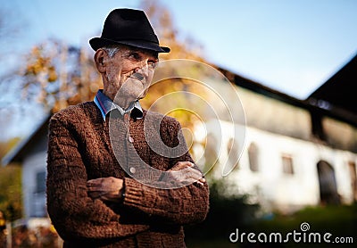 Old Romanian farmer Stock Photo