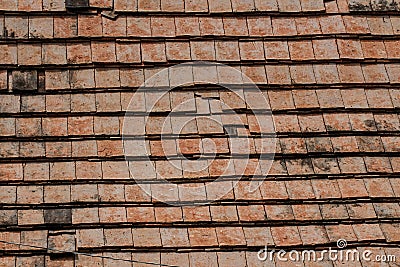 Old roof tiles made of terracotta Stock Photo