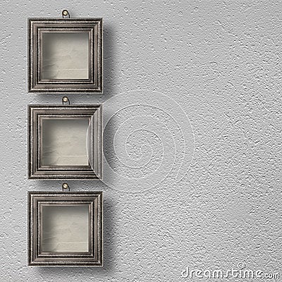 Old room, grunge interior with frames Stock Photo