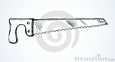 Iron hand saw. Vector drawing Vector Illustration