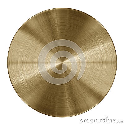 Old round shiny gold metal plate Stock Photo